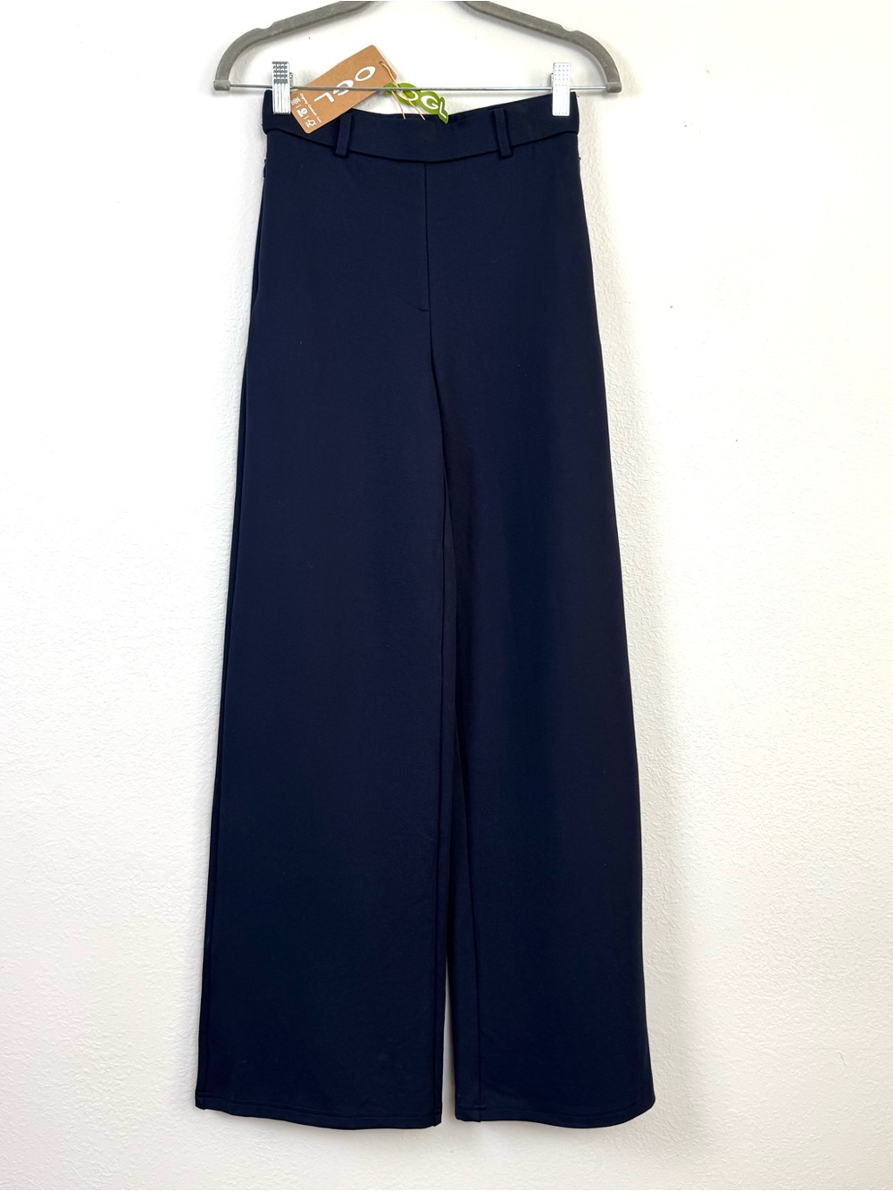 OGL Move Womens XS Navy Stretch Heavy Knit Slimming High Rise Wide Leg Pants NWT